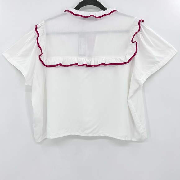 NWT Dangerfield White/Red Retro Little Bitter Frilly Cottage Blouse Top Size 18 - Picture 5 of 11